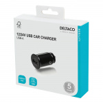 DELTACO kompakti USB-autolaturi, 12V/24V, 1x USB-A, 2,4A, 12W, musta DELTACO kompakti USB-autolaturi, 12V/24V, 1x USB-A, 2,4A, 12W, musta
