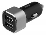DELTACO USB-autolaturi, 2x USB-A, 17W, musta/hopea DELTACO USB-autolaturi, 2x USB-A, 17W, musta/hopea