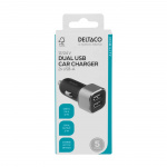 DELTACO USB-autolaturi, 2x USB-A, 17W, musta/hopea DELTACO USB-autolaturi, 2x USB-A, 17W, musta/hopea