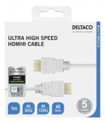 DELTACO ultranopea HDMI-kaapeli, 48Gbps, 1m, valkoinen DELTACO ultranopea HDMI-kaapeli, 48Gbps, 1m, valkoinen