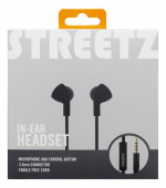 STREETZ kuulokemikrofoni, in-ear, ohjauspainike, sotkeutumaton, musta