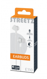 STREETZ kuulokemikrofoni, in-ear, ohjauspainike, sotkeutumaton, valk. STREETZ kuulokemikrofoni, in-ear, ohjauspainike, sotkeutumaton, valk.