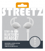 STREETZ BT-kuulokemikrofoni, stay-in-ear, ohjauspainikkeet, valkoinen