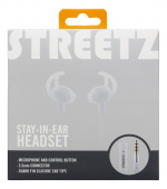 STREETZ kuulokemikrofoni, stay-in-ear, ohjauspainike, 3,5mm, valkoinen STREETZ kuulokemikrofoni, stay-in-ear, ohjauspainike, 3,5mm, valkoinen