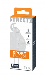 STREETZ kuulokemikrofoni, stay-in-ear, ohjauspainike, 3,5mm, valkoinen STREETZ kuulokemikrofoni, stay-in-ear, ohjauspainike, 3,5mm, valkoinen
