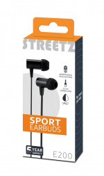 STREETZ vesitiivis kuulokemikrof., in-ear, ohjauspainike, 3,5mm, musta