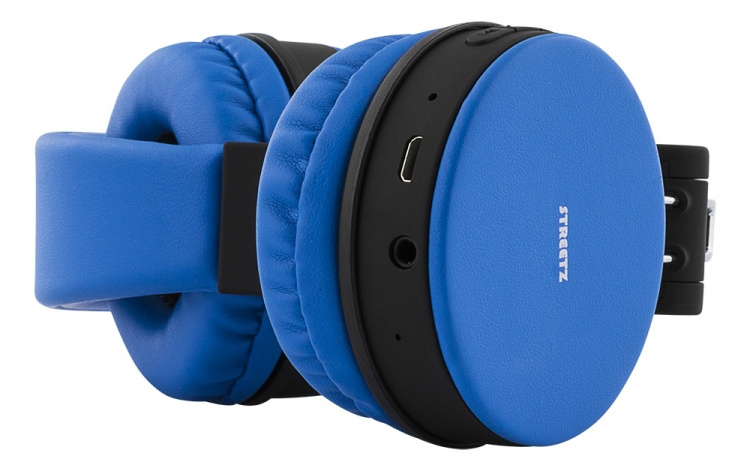 STREETZ BT-kuulokemikrofoni, kokoon taittuva, on-ear, 3,5mm, sininen STREETZ BT-kuulokemikrofoni, kokoon taittuva, on-ear, 3,5mm, sininen