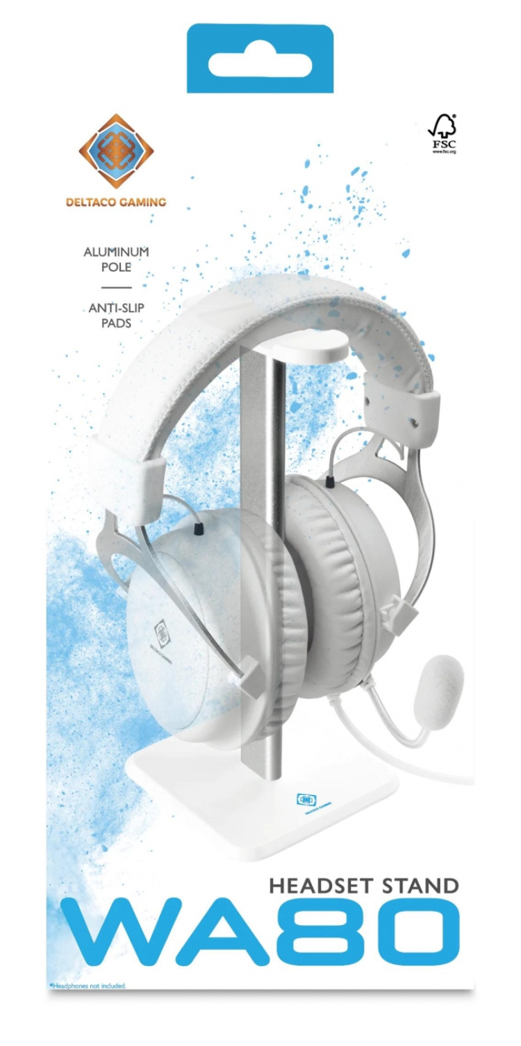 DELTACO GAMING WA80 kuuloketeline, alumiinipilari, valkoinen