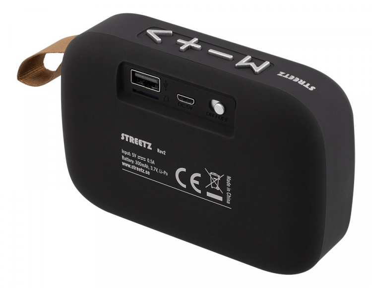 STREETZ langaton Bluetooth-kaiutin, USB/TF/AUX/FM/handsfree, musta