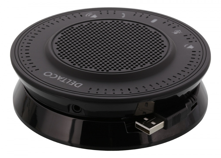 DELTACO OFFICE USB-neuvottelukaiutin, 3,5mm, VoIP, Skype, musta DELTACO OFFICE USB-neuvottelukaiutin, 3,5mm, VoIP, Skype, musta