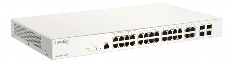 28-Port Gigabit PoE+ Nuclias Smart Managed Switch including 4x 1G Com
