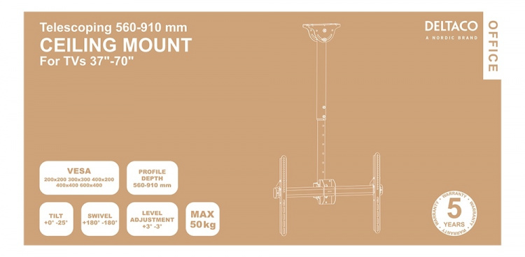 DELTACO OFFICE näytön kattoteline, 37