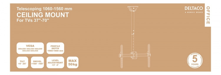 DELTACO OFFICE näytön kattoteline, 37