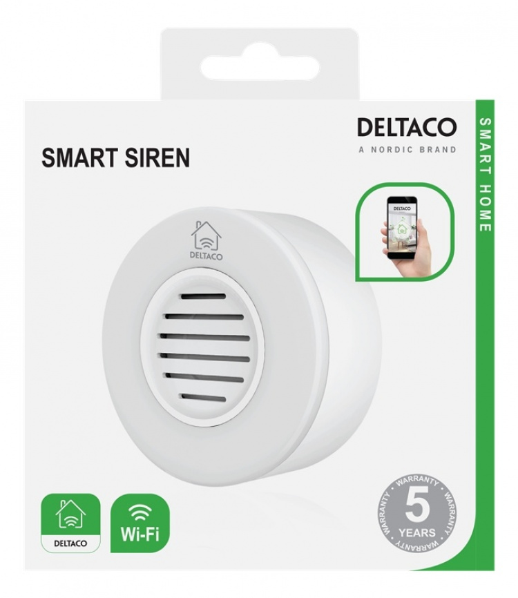 DELTACO SMART HOME WiFi siren, white