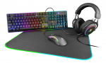 DELTACO GAMING 4in1 RGB-kit, jossa näppäimistö, hiiri, kuulokkeet, hiirimatto