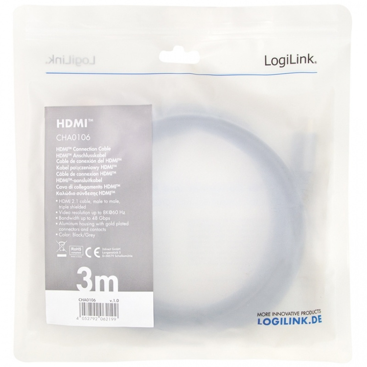 LogiLink HDMI-kabel Ultra High Speed 8K
