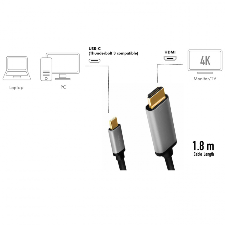 LogiLink USB-C -> HDMI 4K/60Hz Aluminiu