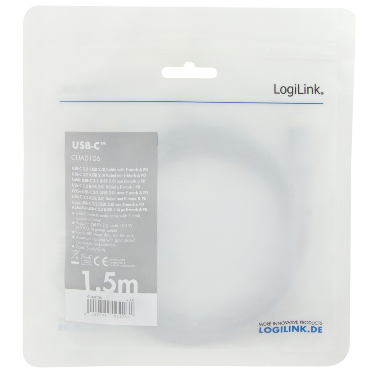 LogiLink USB-C-kabel PD 3.0 100W 480 Mb