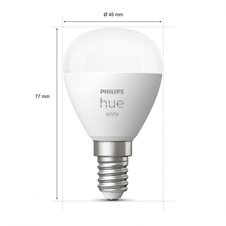 Philips Hue LED-älylamppu, BT, White, E14, 470 lm, pyöreä