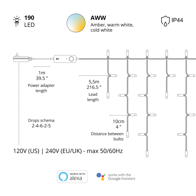 Twinkly Icicle 190 AWW LEDs Gen.II IP4