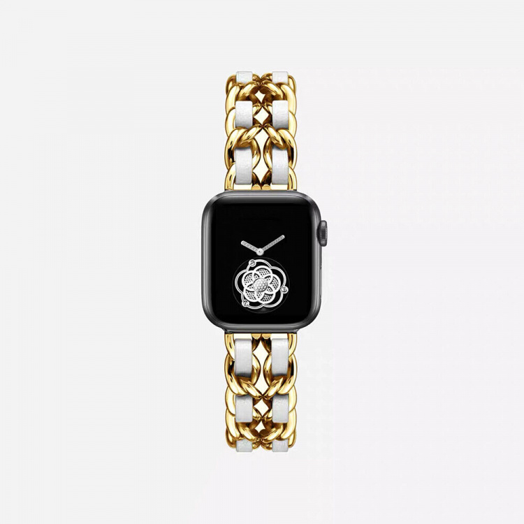 Tyylikäs metalliranneke Apple Watchille 38/40/41mm, kulta/valkoinen