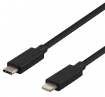 Kaapeli USB-C - Lightning, 2.4A, 1m, musta