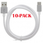 10-PACK kaapeli USB-A - USB-C 2.4A, 1m, valkoinen 10-PACK kaapeli USB-A - USB-C 2.4A, 1m, valkoinen