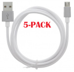 5-PACK kaapeli USB-A - MicroUSB 2.4A, 1m, valkoinen 5-PACK kaapeli USB-A - MicroUSB 2.4A, 1m, valkoinen
