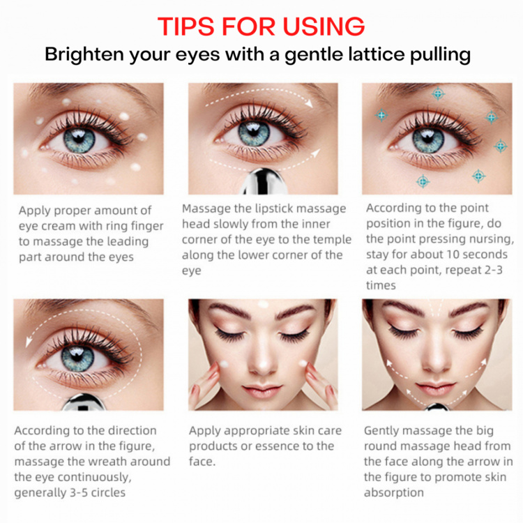 Cenocco Beauty CC-9102 Magneettinen mikrovärähtelykasvohierontalaite, jossa on LED-valo