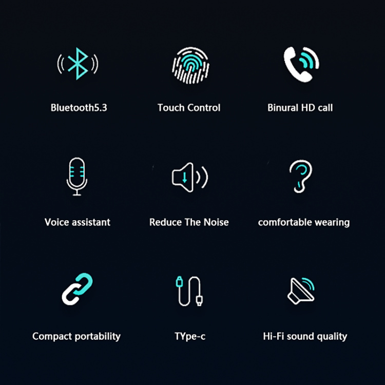 ET03 True Wireless Bluetooth -kuulokkeet, musta ET03 True Wireless Bluetooth -kuulokkeet, musta