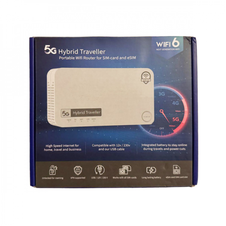 5G Hybrid Traveller Portable Wifi reititin SIM- ja eSIM-kortille 5G Hybrid Traveller Portable Wifi reititin SIM- ja eSIM-kortille