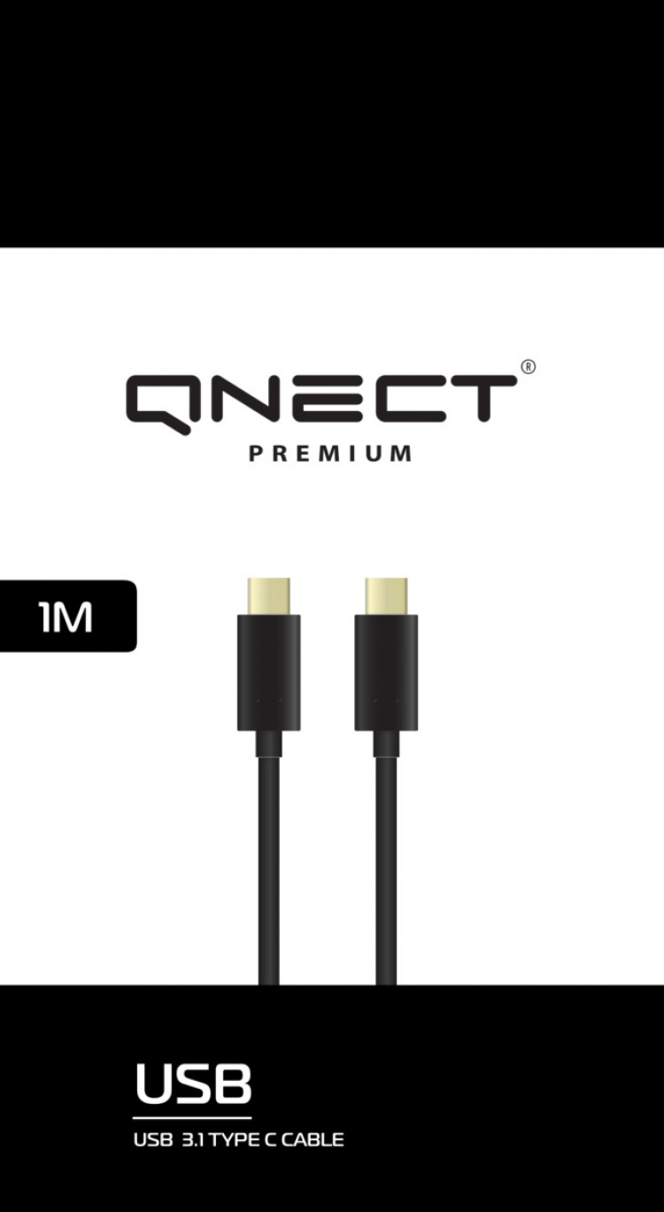 QNECT USB 3.1 tyyppi C uros - tyyppi C uros 10GB 60W, 1m
