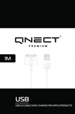 QNECT USB 2.0 tyyppi A uros - 30-nastainen, 1m, valkoinen