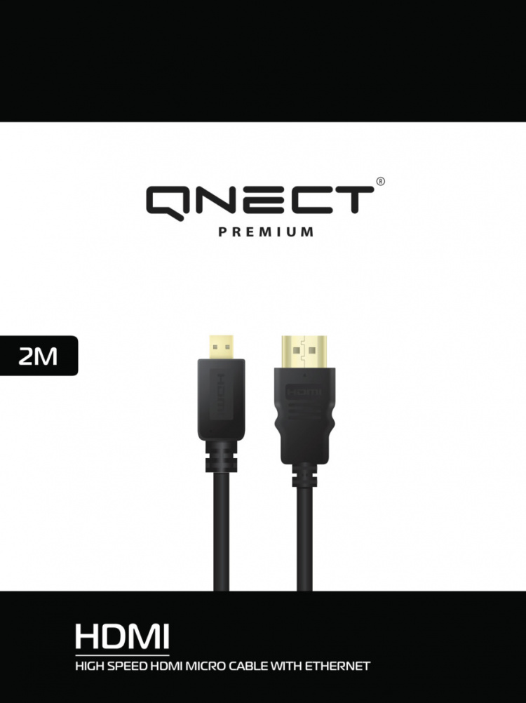 QNECT Nopea HDMI-kaapeli Ethernetillä A - D, 2m