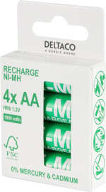 DELTACO Ultimate Ni-Mh ladattava, LR6/AA-koko, 1900mAh, 4-pack (SG)