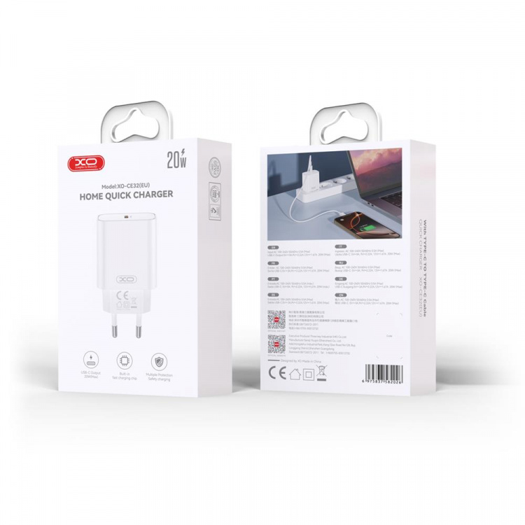 XO wall charger CE32 PD 20W 1x USB-C white