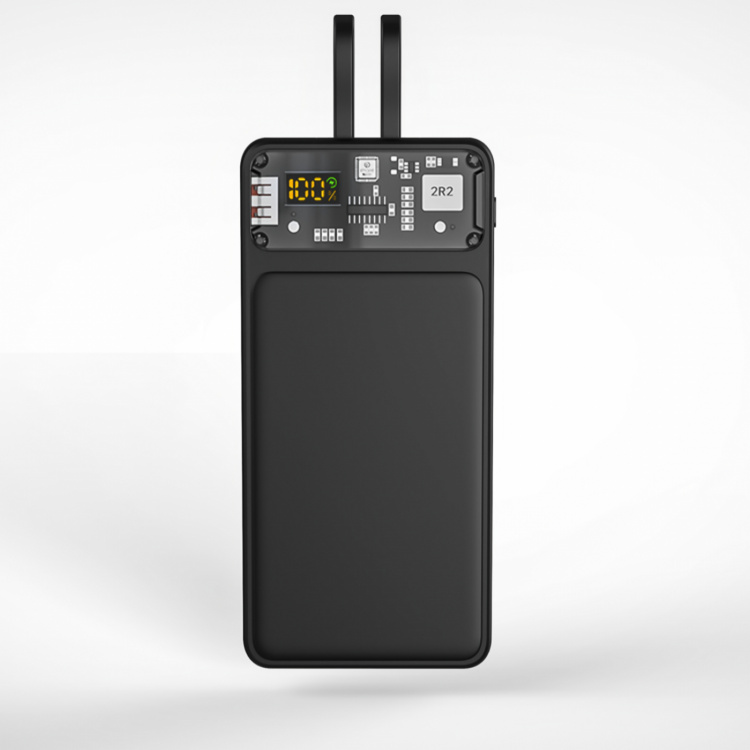 QUALO QTPB10-LD-23-01 Transparent power bank 10000 mAh PD with LED 23W black