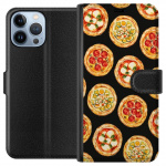 Lompakkokotelo Apple iPhone 13 Pro Max-laitteelle, jossa on Pizza kuvio