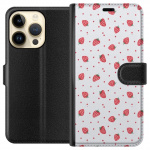 Lompakkokotelo Apple iPhone 15 Pro-laitteelle, jossa on Mansikat kuvio