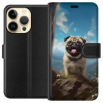Lompakkokotelo Apple iPhone 15 Pro-laitteelle, jossa on Iloinen Koira kuvio