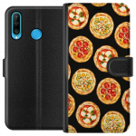Lompakkokotelo Huawei P30 lite-laitteelle, jossa on Pizza kuvio Lompakkokotelo Huawei P30 lite-laitteelle, jossa on Pizza kuvio