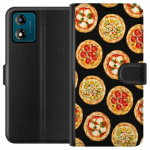 Lompakkokotelo Motorola Moto E13-laitteelle, jossa on Pizza kuvio