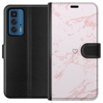 Lompakkokotelo Motorola Edge 20 Pro-laitteelle, jossa on Roosa Sydän kuvio Lompakkokotelo Motorola Edge 20 Pro-laitteelle, jossa on Roosa Sydän kuvio