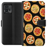Lompakkokotelo Motorola Moto G72-laitteelle, jossa on Pizza kuvio