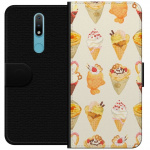 Lompakkokotelo Nokia 2.4-laitteelle, jossa on Lasinen kuvio