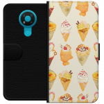 Lompakkokotelo Nokia 3.4-laitteelle, jossa on Lasinen kuvio