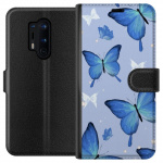 Lompakkokotelo OnePlus 8 Pro-laitteelle, jossa on Sinisiä perhosia kuvio