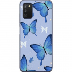 Kännykkäkuori Samsung Galaxy A03s-laitteelle, jossa on Sinisiä perhosia kuvio Kännykkäkuori Samsung Galaxy A03s-laitteelle, jossa on Sinisiä perhosia kuvio