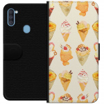 Lompakkokotelo Samsung Galaxy A11-laitteelle, jossa on Lasinen kuvio