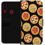 Lompakkokotelo Samsung Galaxy A20s-laitteelle, jossa on Pizza kuvio